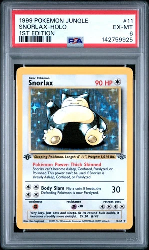 1999 Pokemon Jungle Snorlax Holo 1st Edition PSA 6 #11