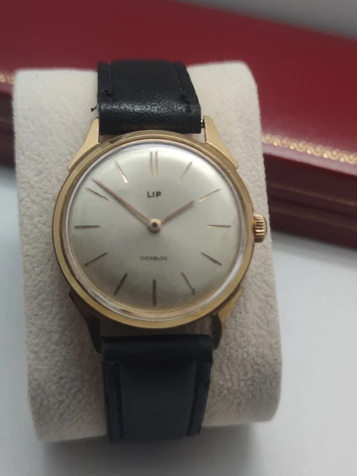 Редкие винтажные часы LIP polerouter классический ручной завод золотистый французский сделано - Изображение 3 из 4