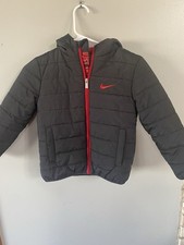 Nike Youth Boys Full Zip Winter Jacket Coat Hood Black/Red Size 6 5-6YRS