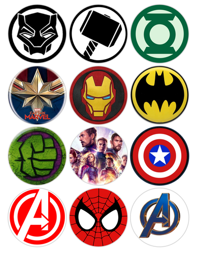 12 Avengers essbare Oblate Papier Bild Runden, vorgeschnitten, Größe wählbar - Bild 1 von 4