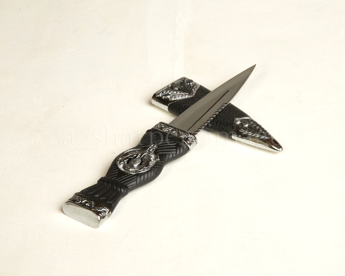 Celtic Scottish Sgian Dubh Sgian Acclais Dagger Dirk Silver