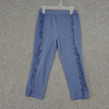Matilda Jane Pants Girls 8 Blue Ruffle Side Leggings Cotton Stretch Pull On
