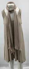 Alice + Olivia Taupe Linen Blend Sleeveless Scoop Neck Shift Dress w/ Scarf sz M