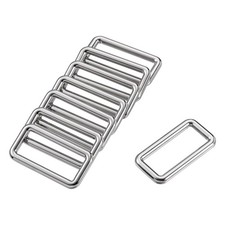 Metal Rectangle Ring Buckles 38x15mm for Bags Belts DIY Silver Tone 8pcs