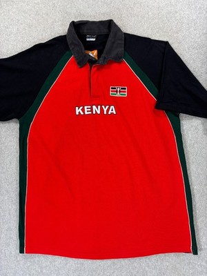 Kenya Stitched Logo Short Sleeve National Team Rugby Jersey (Men's 2XL) Red