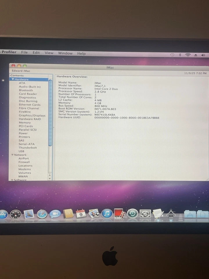 Apple iMac 20” (2007) – 2.8GHz Core 2 Duo, 4GB RAM, Mac OS X 10.6 Works Great - Image 3 of 4