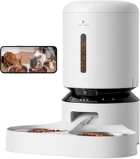 PETLIBRO Automatic Cat Feeder with Camera for Two 5L -with Camera, White 