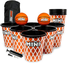 Mini   Yard Pong and Basketball Game with 12 Buckets, 2 Balls, Carrying Bag, and