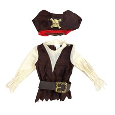 Boys Girls Pirate Halloween Costume With Top, Eyepatch  Hat Small 4/6 