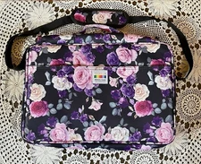 NEW Colored Pencil Gel Pen Marker Art Supplies Case Messenger Bag Floral Purple