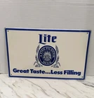 Vintage Miller Lite Beer Tin Metal Sign Tacker 1991 Man Cave Bar Tavern Display