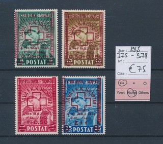 BV72420 Albania 1945 sobreimpresión cruz roja lote fino MNH cv 75 EUR