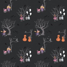 Riley Blake Spooky Schoolhouse Main in Charcoal  Halloween Witch Fabric SC13200
