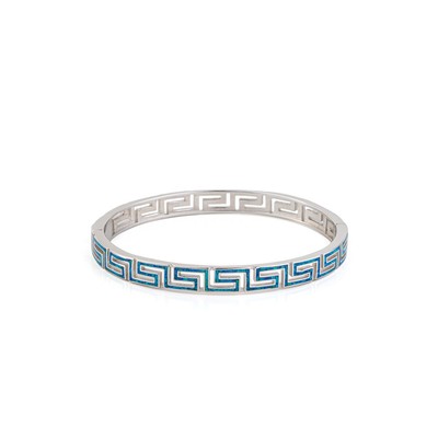 Griechischer Schlüssel Armreif Armband mit blauem Opal, griechisches Schlüsselarmband, griechischer Schmuck
