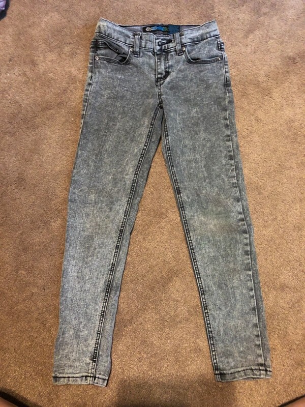 girls Vanilla Star black stonewashed skinny jeans w/ adjustable waist sz 7