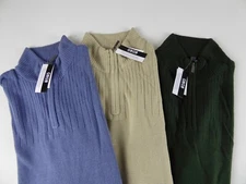 Geoffrey Beene GB 1/4 Zip Pullover Sweater Ribbed Half Zip Long Sleeve NWT $85