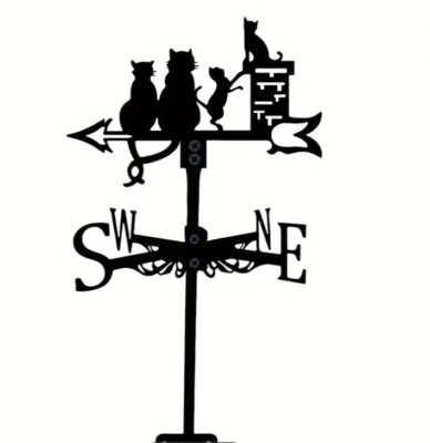 NEU METALL KATZE auf Schornstein WETTERFAHNE Garten Silhouette Ornament