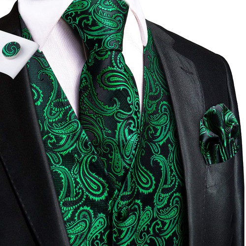 50 Colors ! Hi-Tie Mens Waistcoat Formal Casual Wedding Vest Suit Tie Set UK - Picture 211 of 230