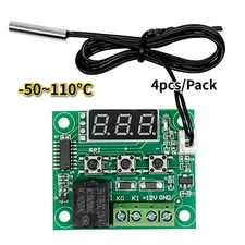 4x 12V Digital Thermostat Switch with NTC Sensor -50~110°C Temperature Control