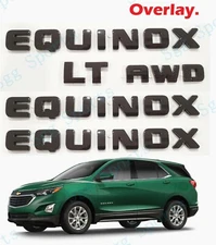 5PC Gloss Black Door Rear Equinox LT AWD Letter Emblem OVERLAY Chevrolet Equinox