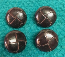 Lot of 4 : BROWN patent LEATHER shank BUTTONS : 20mm @ COAT/JACKET