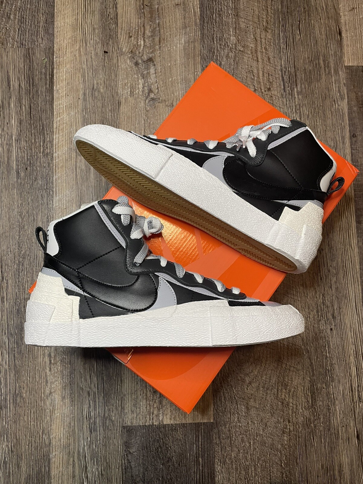SACAI X NIKE Nike Blazer Mid x Sacai nero grigio BV0072 002 uomo 10 5 2019 nuove spedizioni veloci