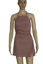 Free People Rylee Bodycon Min Dress Roan Rouge Lace Trim Ruched Racerback New XS