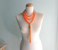 Neon orange necklace, orange necklace, orange statement necklace, tassel necklac