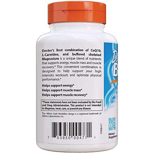 coq10 l carnitine magnesium Doctor's Best CoQ10 L-Carnitine Magnesium Supplements 90 Count Energy  Recovery