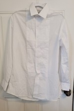 Neil Allyn Men White Formal Pleated Dress Shirt - Size Fitted M 34/35