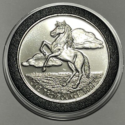 純銀(.999)お馬さんの【1 TROY OZ.999 FINE SILVER】 Vintage Thoroughbred Rare Coin 1 Troy Oz .999 Fine Silver Quarter
