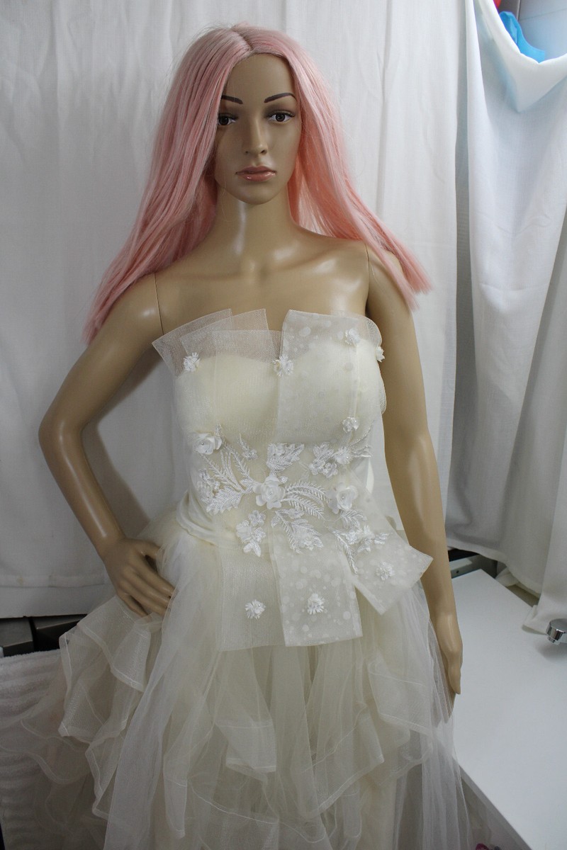 Women's Strapless White 7 Tulle Embroidered Floral Long Wedding/Prom/Special Dre | eBay Women's Strapless White 7 Tulle Embroidered Floral Long Wedding/Prom/Special Dre | eBay
