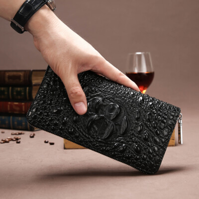 Mens Leather Wallet Zipper Card Holder Long Phone Purse Clutch