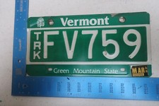 Vermont License Plate Tag 1992 92 VT Truck FV759