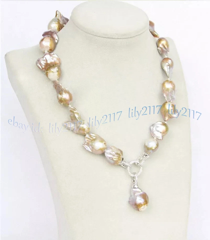 Enorme collar colgante de perlas Keshi renacidas barrocas multicolores naturales de 15-28 mm 18 pulgadas Foto 2 de 4