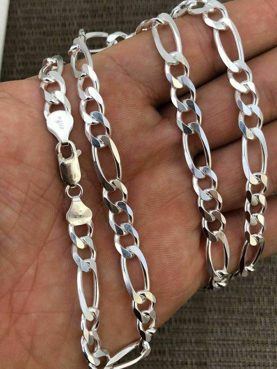 NKlaus 42cm Catena Figaro in Argento 925 3+1 maglie larghe 4