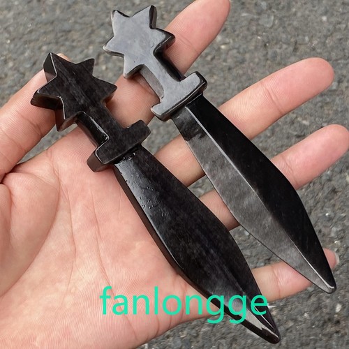 Cucharón daga de cristal tallado obsidiana de plata natural de 5,1 pulgadas regalo aleatorio 1 pieza - Imagen 5 de 7