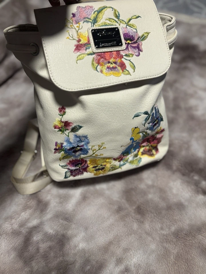 Мини-рюкзак на шнурке Loungefly Disney Alice In Wonderland с вышивкой в цветочек - Изображение 4 из 4
