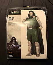 Spirit Marvel Doctor Doom Adult M Jumpsuit Costume w/ Half Mask, Cape, Pins