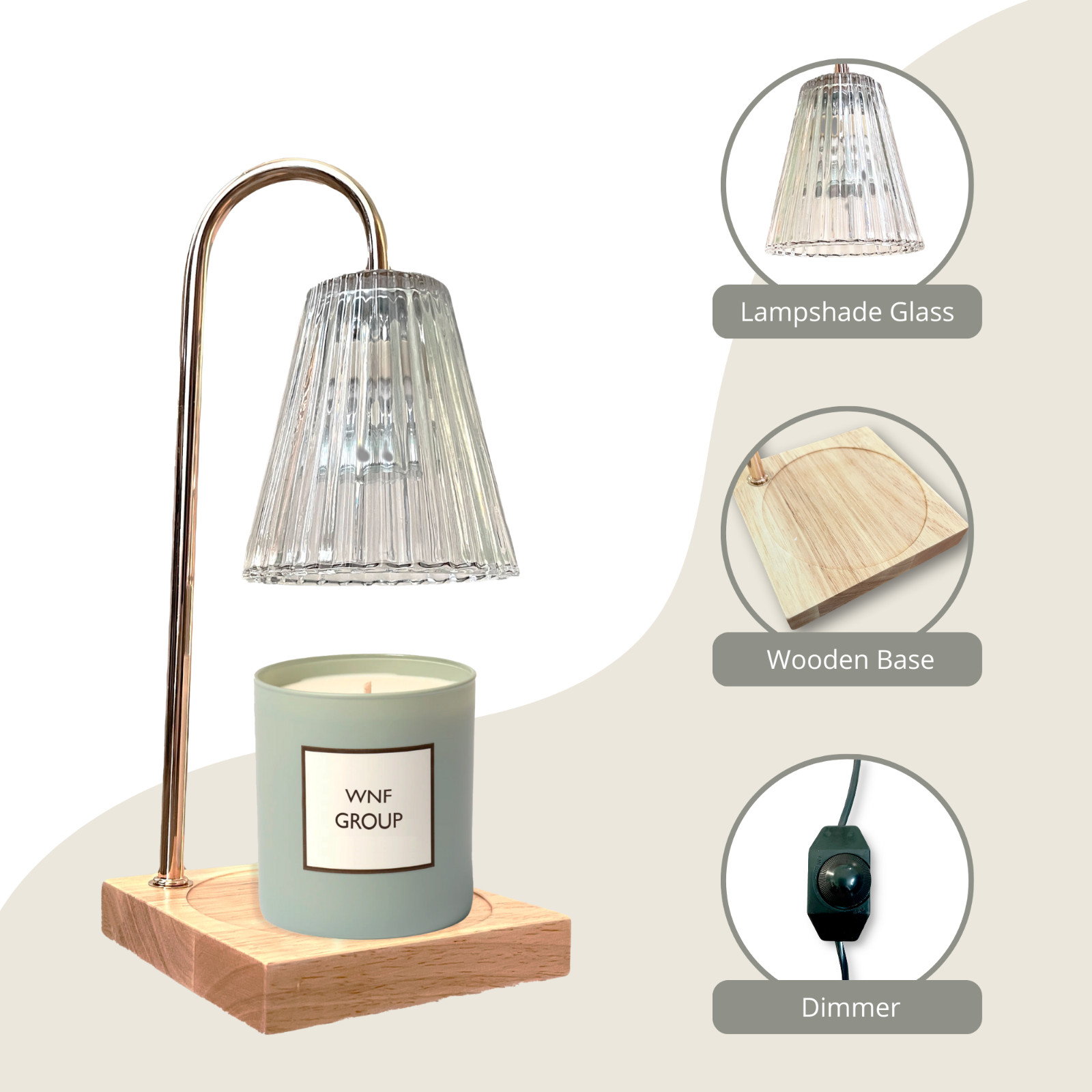 Aesthetic Candle Warmer Lamp – Electric Wax Melt Warmer with Dimmer & Dual Bulbs