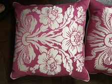2 X CUSHIONS LAURA ASHLEY TATTON CERISE REVERSIBLE 40x40 Deep Feather 🩷Fill￼ A1