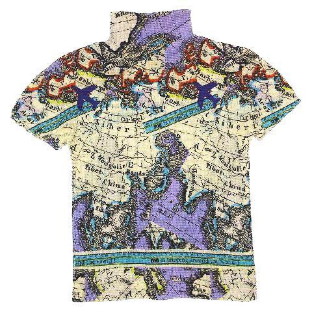 me ISSEY MIYAKE World Map Pattern Short Sleeve Blouse