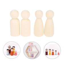 5/50Pcs 65mm Girls Boys Peg Dolls Solid Hardwood Natural Unfinished Wooden