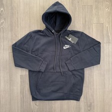 Nike Hoodie Mens Medium Navy Blue Pullover Fleece Embroidered Logo Sweatshirt