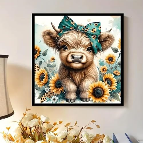 Diamond Art Painting Kits for Adults, Cow 5D Diamond Painting Dots Art Kits - Picture 2 of 7