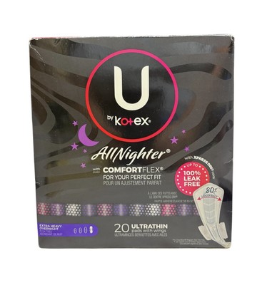 U By Kotex All Nighter Ultra Thin Pads With Wings 20 Pad Extra Heavy Overnight