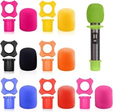 8Pack Microphone Silicone Rings Anti Rolling Set with Colorful Foam Covers