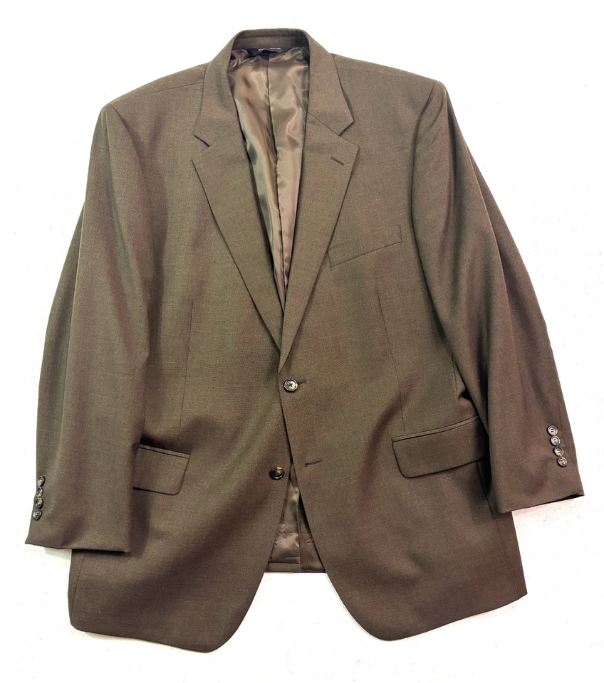 Jos A Bank 46R 41x32 2pc Pant Suit Brown All Season Wool Two Button Pleated - Image 2 of 4