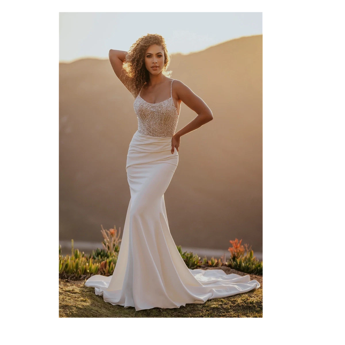 beige bridal dress Nude Beige Sweetheart Beaded Lace Fit Flare Wedding Dress main image 1