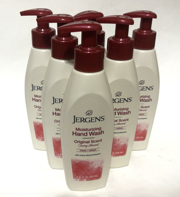 Jergens Hand Wash Cherry Almond Original Scent Liquid Soap 8.45 oz Lot of 6